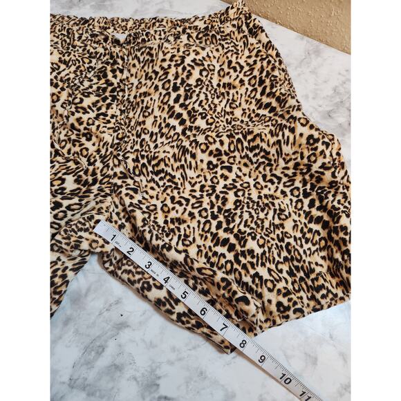 Chicos Womens Brown Animal Print High Rise Linen Drawstring Chino Shorts Size 12 - Picture 7 of 7